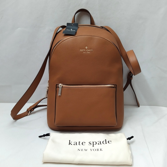 Kate Spade New York Lena Brown Leather Zipper Closure Top Handle Backpack - NWT - Picture 1 of 16